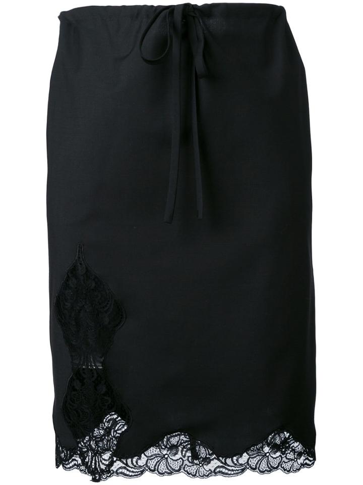 Alexander Wang - Lace Panel Skirt - Women - Wool - M, Black, Wool