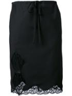 Alexander Wang - Lace Panel Skirt - Women - Wool - M, Black, Wool