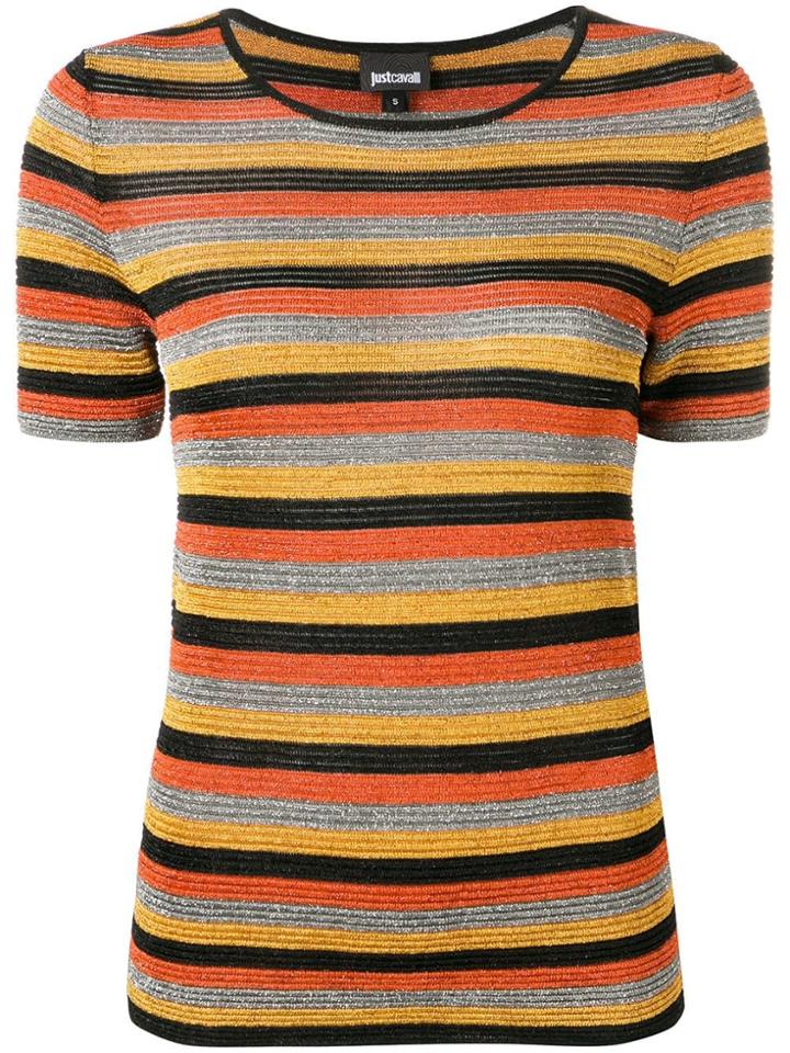 Just Cavalli Sparkly Knit Striped T-shirt - Orange