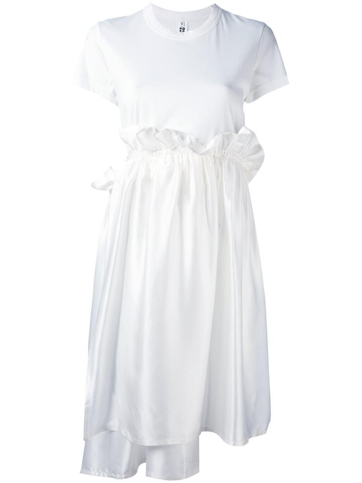 Comme Des Garçons Noir Kei Ninomiya Ruffle Waist T-shirt Dress - White