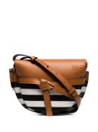 Loewe Small Gate Striped Shoulder Bag - Brown/black/white