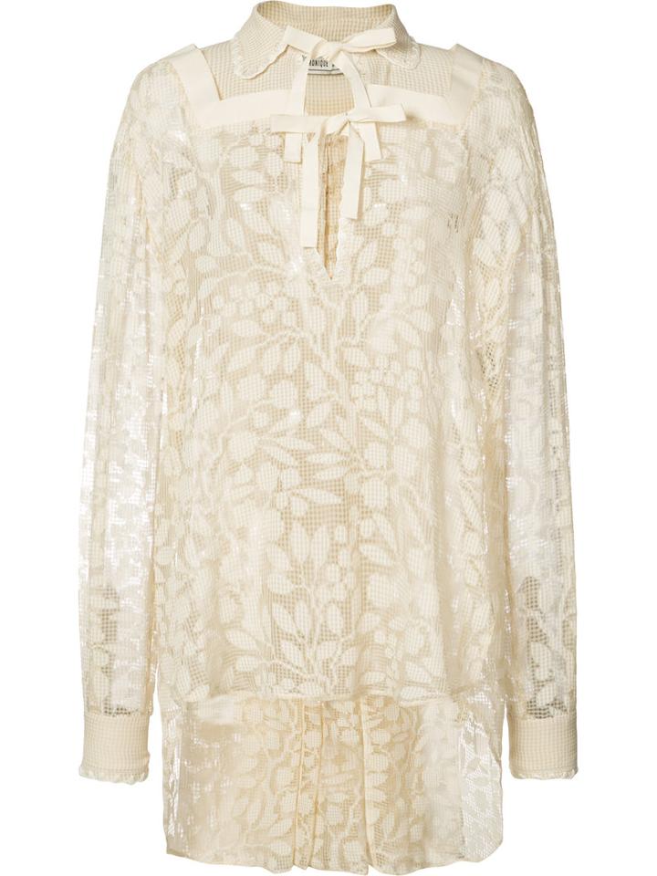 Veronique Branquinho Elongated Back Lace Blouse, Women's, Size: 42, White, Silk/rayon