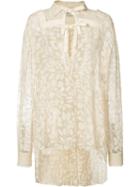 Veronique Branquinho Elongated Back Lace Blouse, Women's, Size: 42, White, Silk/rayon
