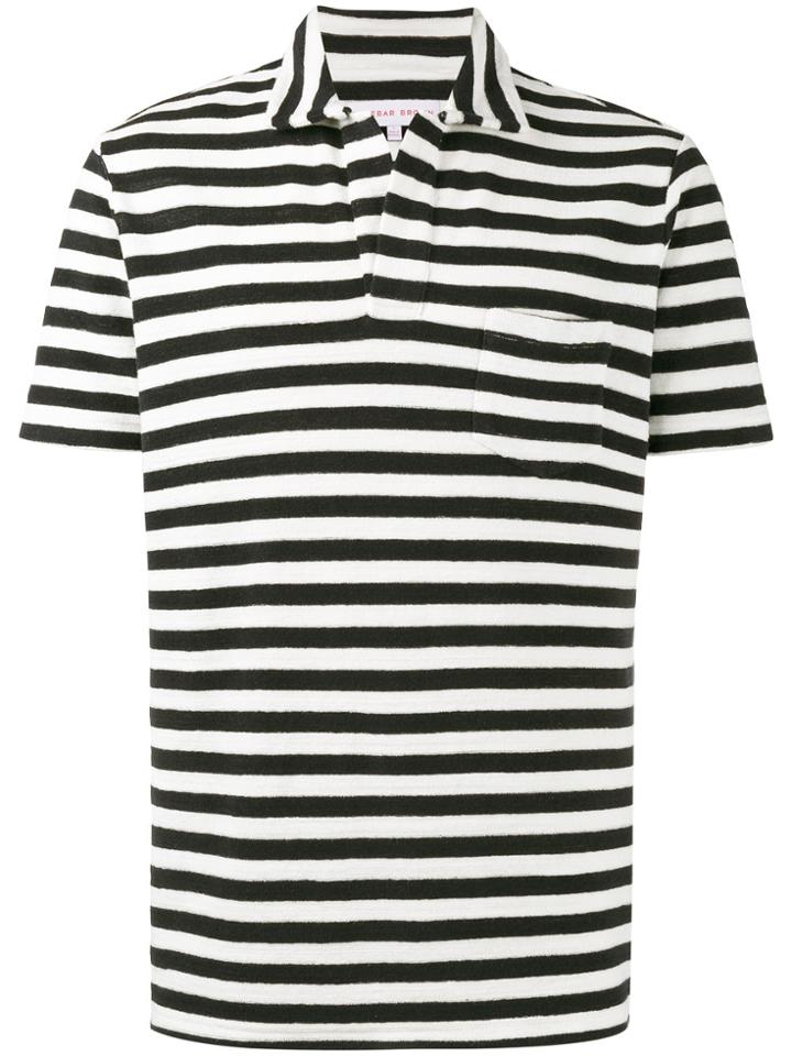 Orlebar Brown Navy Terry Stripe Polo Shirt - White