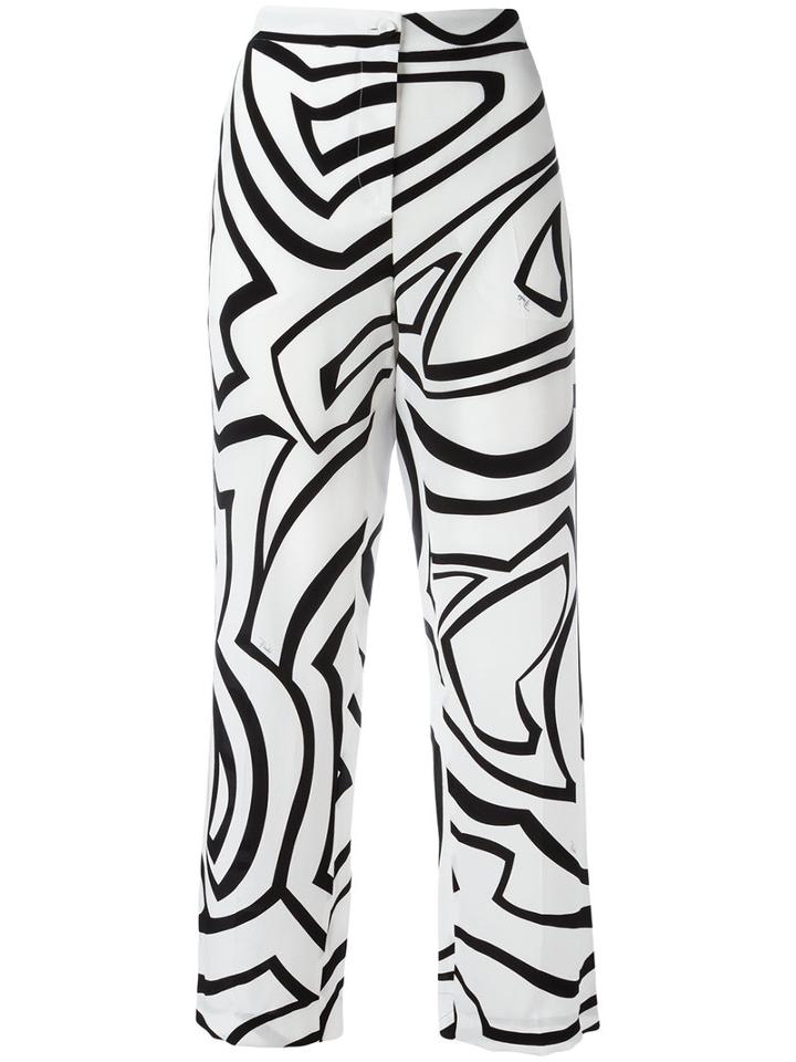 Emilio Pucci Printed Flared Trousers, Women's, Size: 42, Black, Silk/acetate/viscose