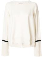 Moncler Stripe Sleeve Sweater - White