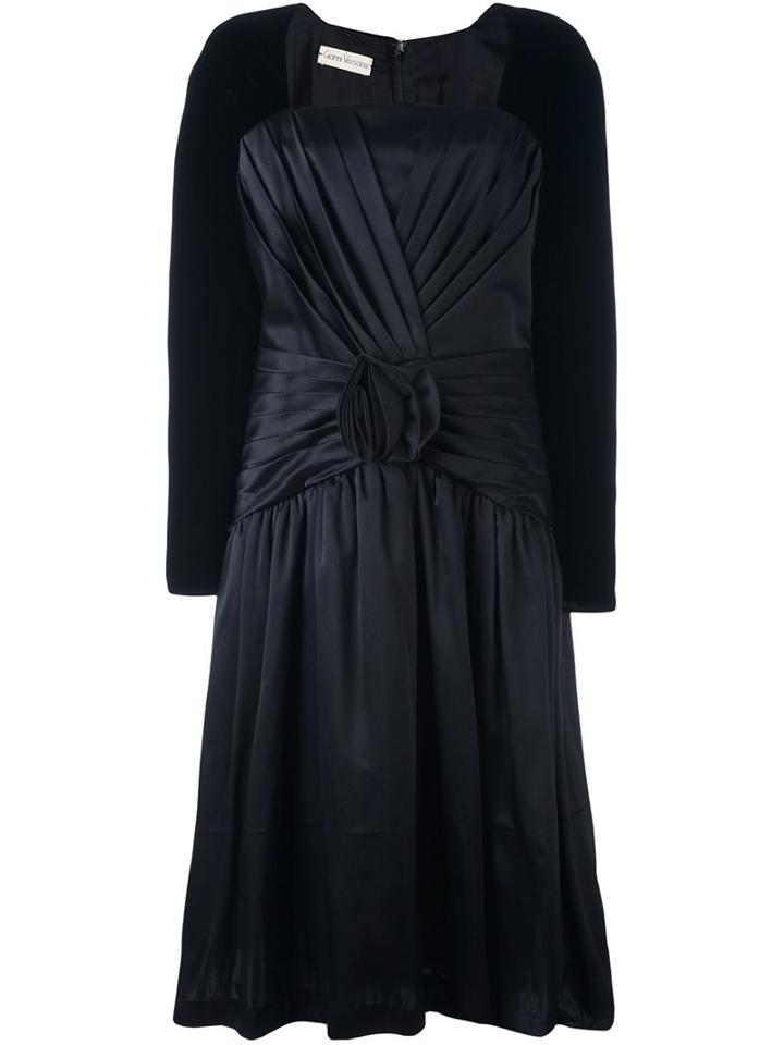 Versace Vintage Pleated Fit And Flare Dress