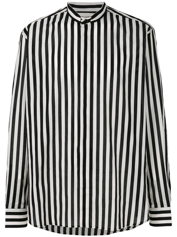 Saint Laurent Tunisian Collar Striped Shirt - Black