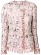 Tagliatore - Fringed Tweed Jacket - Women - Cotton/polyamide/polyester/polyacrylic - 48, Women's, Pink/purple, Cotton/polyamide/polyester/polyacrylic