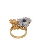 Carrera 18kt Yellow Gold, Sapphire And Diamond Flower Ring - 10101
