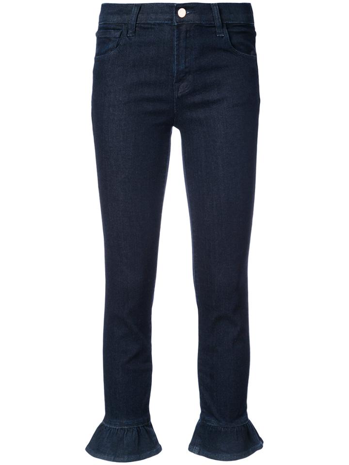J Brand Frilled Hem Skinny Jeans - Blue