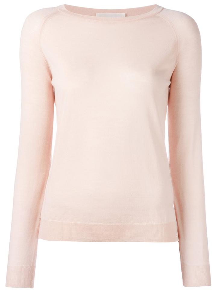 Zanone Round Neck Jumper, Women's, Size: 42, Nude/neutrals, Virgin Wool