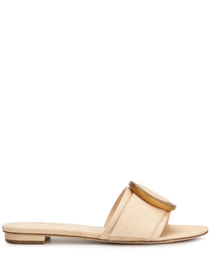 Cult Gaia Lani Flat Mules - Neutrals