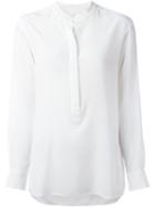 Equipment Band Collar Shirt, Women's, Size: S, White, Silk