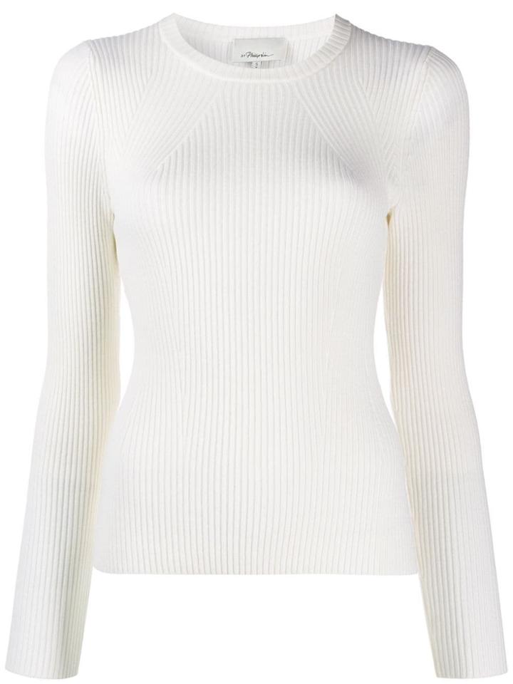 3.1 Phillip Lim Crew Neck Ribbed Top - White