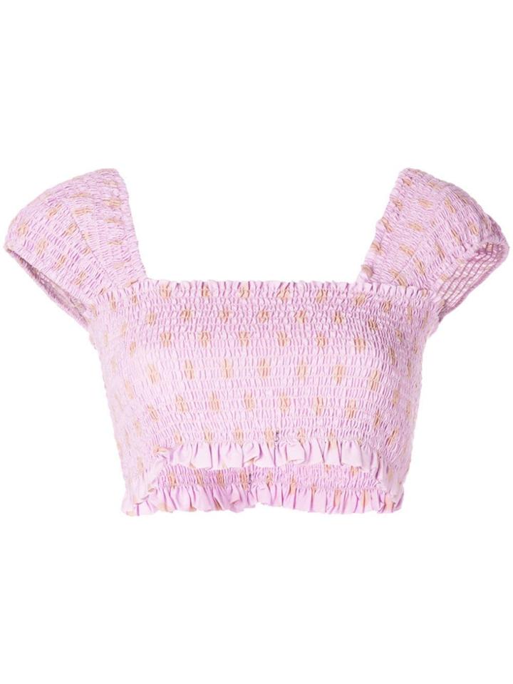 Nicholas Smocked Bandeau Top - Purple