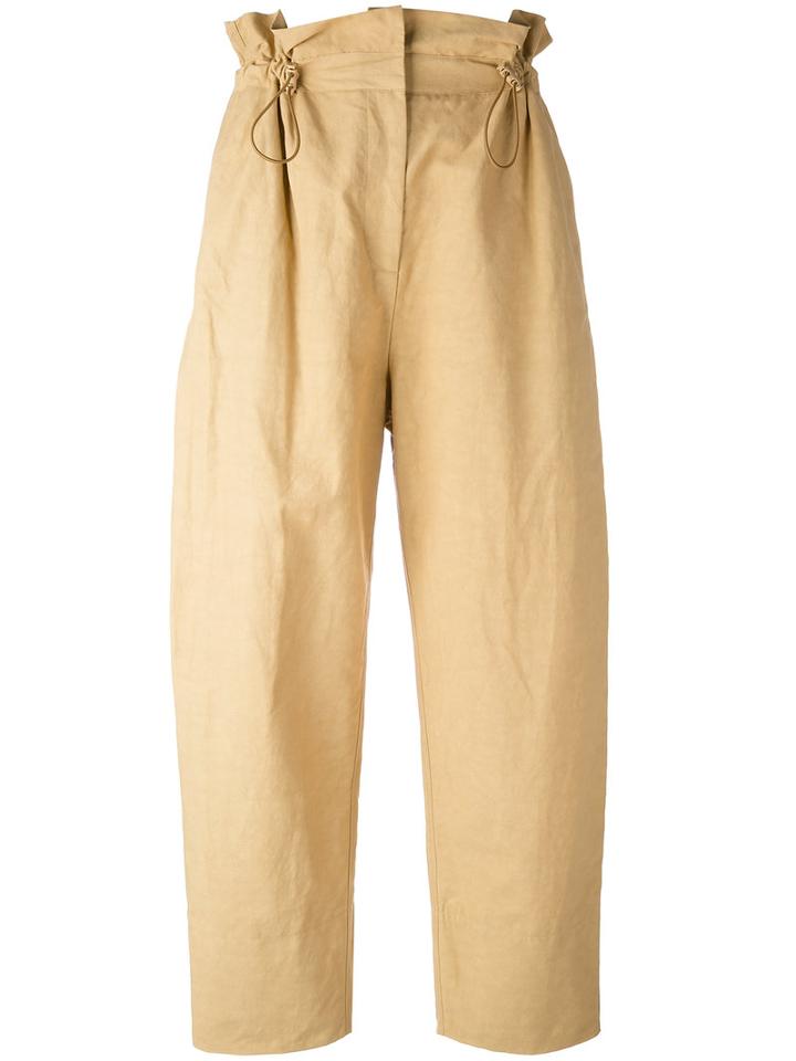 Stella Mccartney - Paperbag Wide Leg Trousers - Women - Cotton/linen/flax/polyamide - 42, Nude/neutrals, Cotton/linen/flax/polyamide