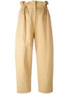 Stella Mccartney - Paperbag Wide Leg Trousers - Women - Cotton/linen/flax/polyamide - 42, Nude/neutrals, Cotton/linen/flax/polyamide