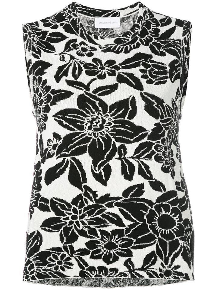 Christian Wijnants - Sleeveless Floral Top - Women - Cotton/polyamide/viscose - L, Black, Cotton/polyamide/viscose