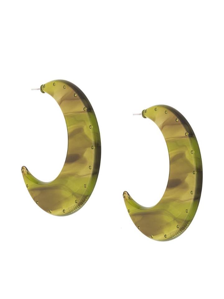 Marine Serre Half Hoop Earrings - Green