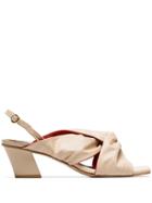 Reike Nen Ivory 55 Knot Detail Sling Back Leather Sandals - Neutrals