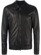 Salvatore Santoro Zip Up Jacket, Men's, Size: 54, Black, Leather/viscose