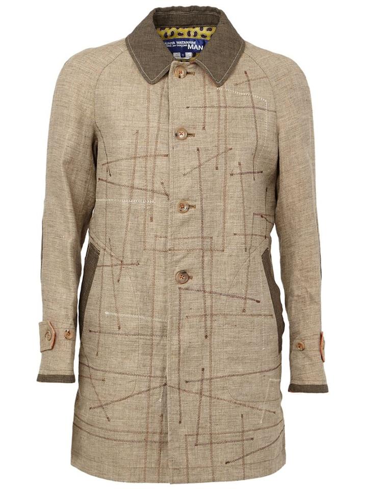 Junya Watanabe Comme Des Garçons Man Stitch Detail Coat, Men's, Size: M, Nude/neutrals, Cotton/linen/flax/nylon/tencel