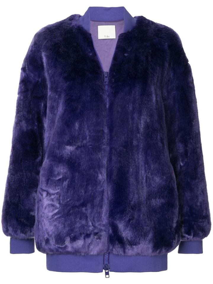 Tibi Textured Bomber Jacket - Purple