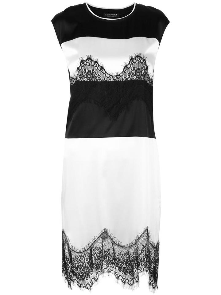Twin-set Lace Panel Tank, Women's, Size: 42, White, Silk/spandex/elastane/polyamide