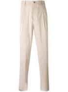 Giorgio Armani - Double Pleat Light Trousers - Men - Linen/flax/polyamide/polyester/spandex/elastane - 50, Nude/neutrals, Linen/flax/polyamide/polyester/spandex/elastane