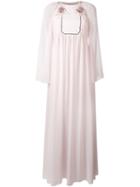 Giamba - Long Rose Embroidered Bib Dress - Women - Polyester/viscose - 40, Pink/purple, Polyester/viscose
