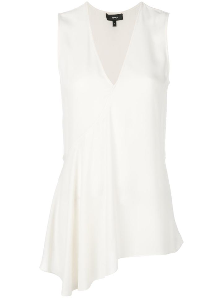 Theory Asymmetric Ruffle Blouse - Nude & Neutrals