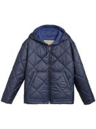 Burberry Reversible Quilted Hooded Coat - Blue