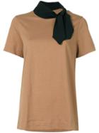 Marni - Tied Neck T-shirt - Women - Cotton - 44, Brown, Cotton
