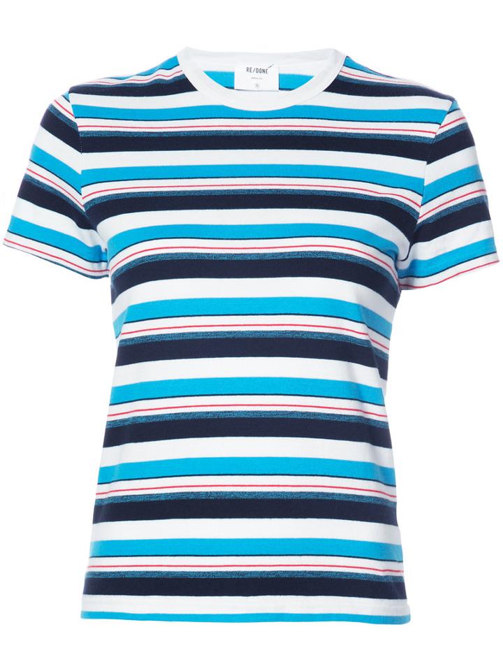 Re/done - Striped T-shirt - Women - Cotton - M, Blue, Cotton