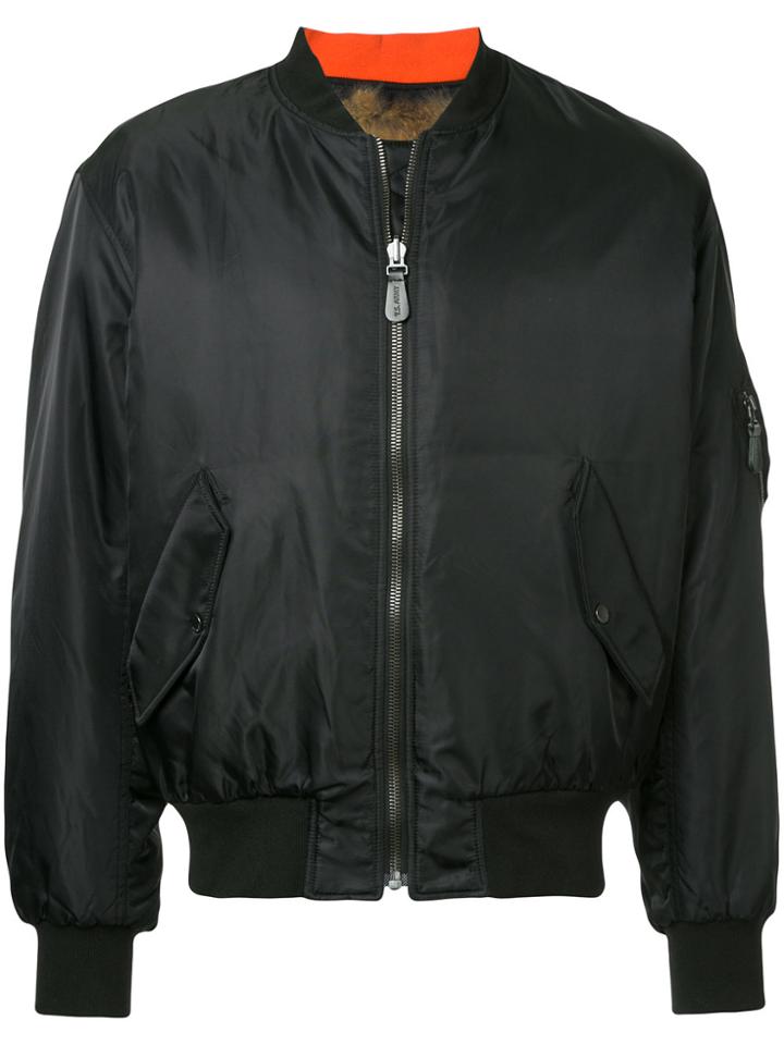 Yves Salomon Homme Long-sleeved Bomber Jacket - Black