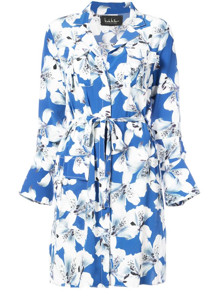 Nicole Miller Floral Print Shirt Dress - Black
