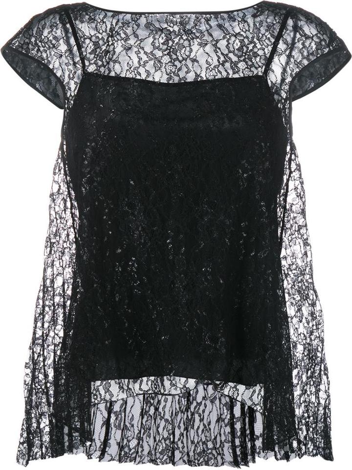 Erdem A-line Lace Blouse, Women's, Size: 10, Black, Polyamide/metallized Polyester