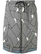 Dries Van Noten Drawstring Printed Shorts, Men's, Size: 50, Black, Viscose
