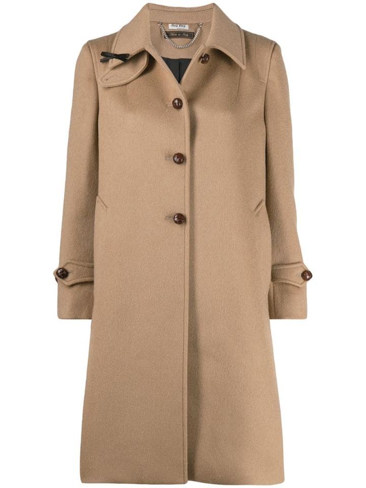 Miu Miu Single-breasted Midi Coat - Brown