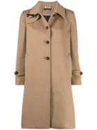 Miu Miu Single-breasted Midi Coat - Brown