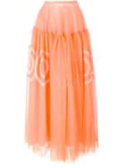 Rochas Tulle Long Skirt, Women's, Size: 42, Yellow/orange, Silk/polyamide