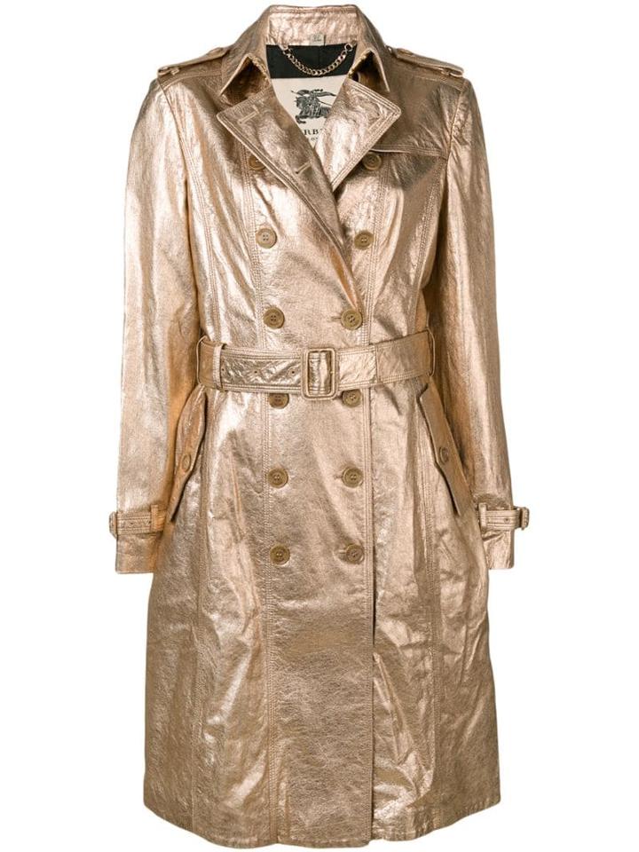 Burberry Pre-owned 1990's Double-breasted Metallic Coat - Gold