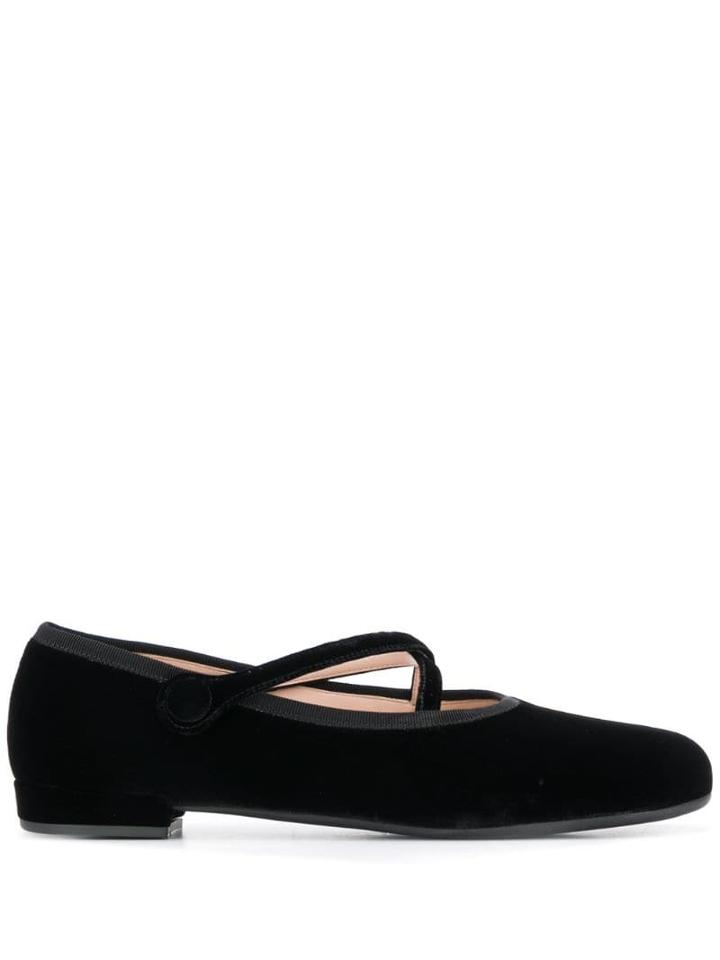 Miu Miu Cross-over Strap Ballerinas - Black