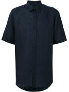 Short Sleeve Shirt - Men - Linen/flax - M, Blue, Linen/flax, Boss Hugo Boss