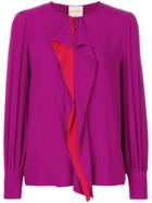 Erika Cavallini Draped Collar Blouse - Pink & Purple