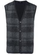 Boss Hugo Boss Plaid Cardigan Vest, Men's, Size: Medium, Grey, Virgin Wool