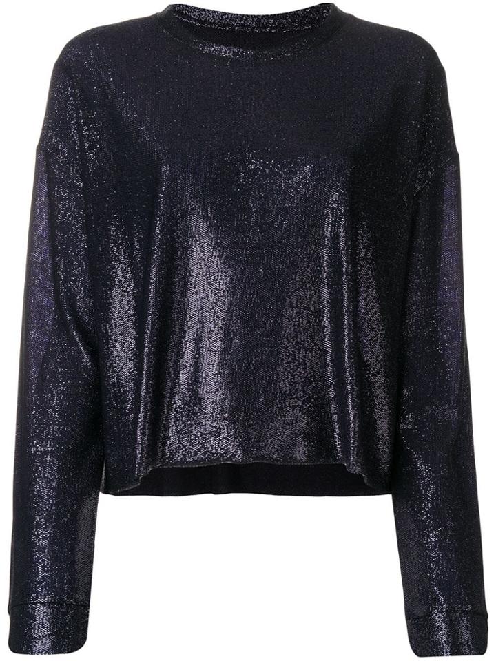 Rta Metallic Knit Top - Blue