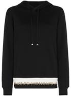 Moncler Branded Hem Cotton Blend Hoodie - Black
