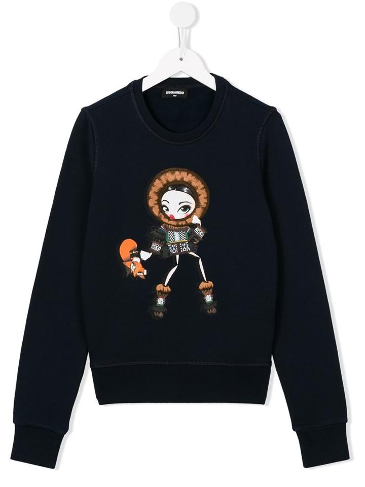 Dsquared2 Kids Girl Print Sweatshirt, Size: 16 Yrs, Blue